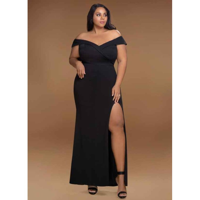 Blush Mark My Valentine Black Stretch Crepe Maxi Dress