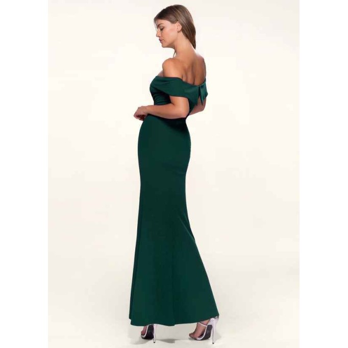 Blush Mark My Valentine Dark Emerald Stretch Crepe Maxi Dress