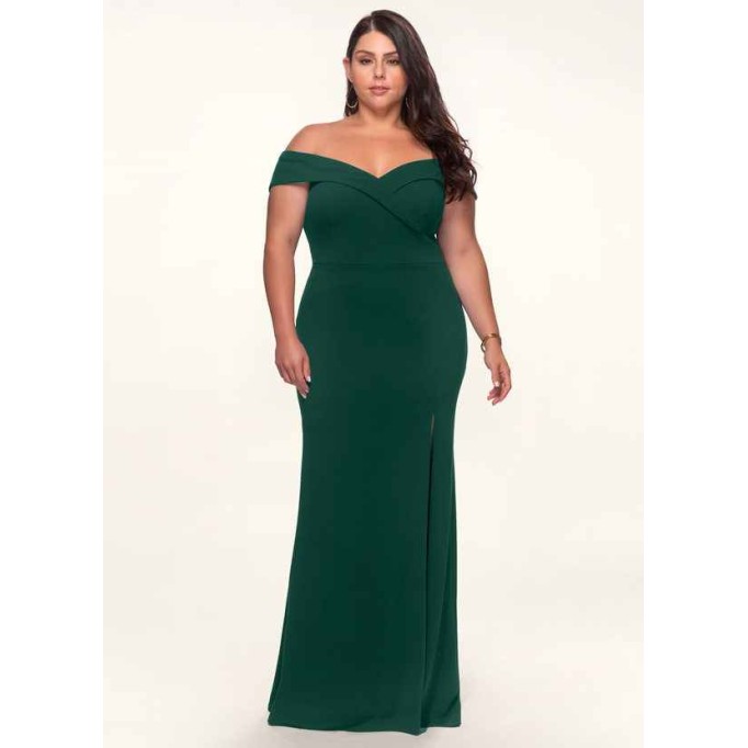 Blush Mark My Valentine Dark Emerald Stretch Crepe Maxi Dress