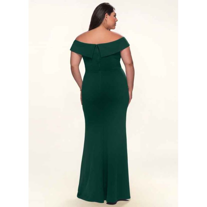 Blush Mark My Valentine Dark Emerald Stretch Crepe Maxi Dress