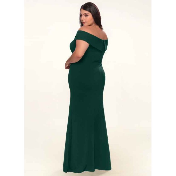 Blush Mark My Valentine Dark Emerald Stretch Crepe Maxi Dress