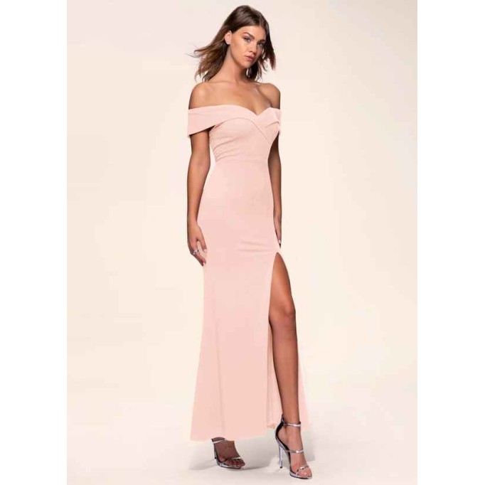 Blush Mark My Valentine Pink Stretch Crepe Maxi Dress