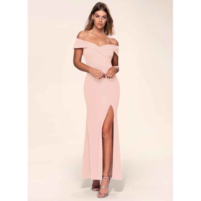 Blush Mark My Valentine Pink Stretch Crepe Maxi Dress