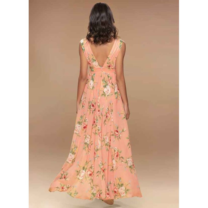 Blush Mark Versailles Blush Floral Print Floral Print Chiffon Maxi Dress