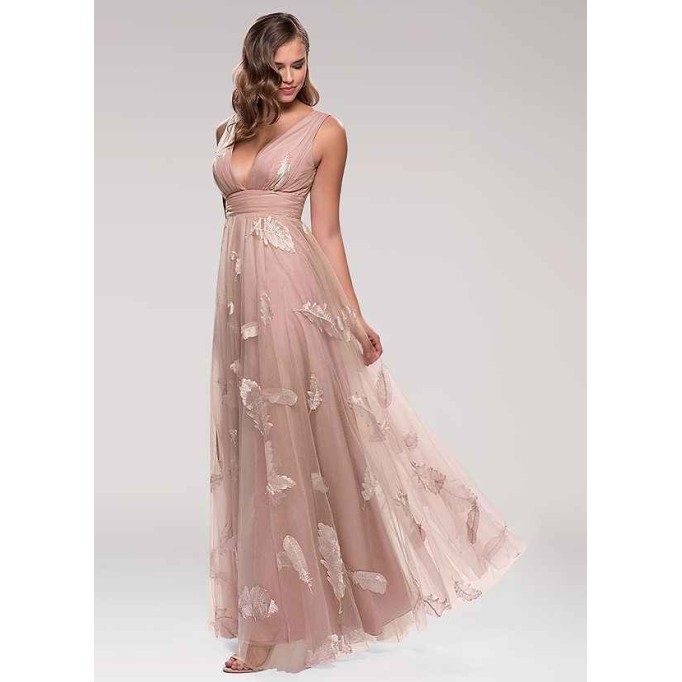 Blush Mark Lost In Paradise Blush Embroidery Tulle Maxi Dress