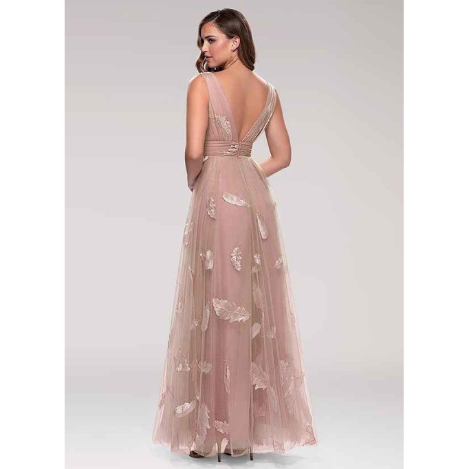 Blush Mark Lost In Paradise Blush Embroidery Tulle Maxi Dress