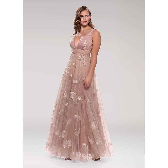 Blush Mark Lost In Paradise Blush Embroidery Tulle Maxi Dress