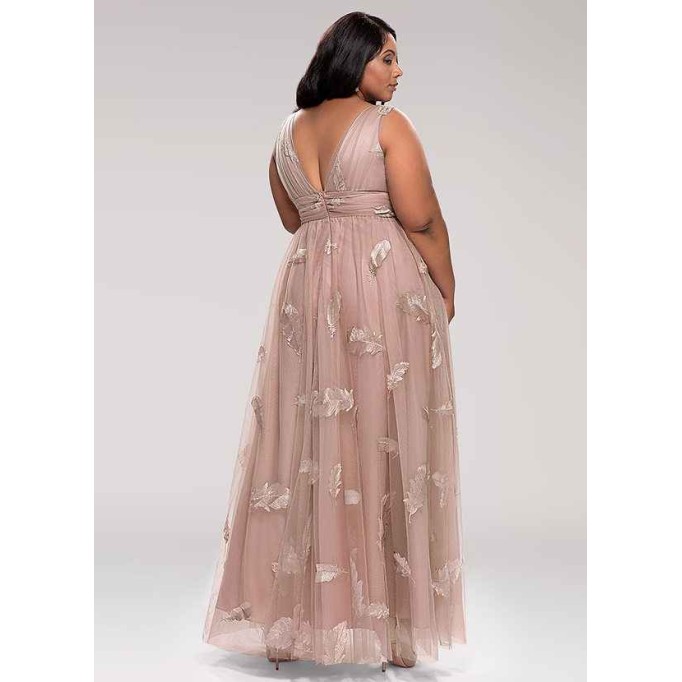 Blush Mark Lost In Paradise Blush Embroidery Tulle Maxi Dress