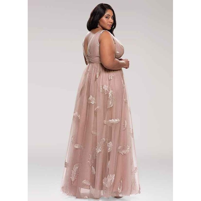 Blush Mark Lost In Paradise Blush Embroidery Tulle Maxi Dress