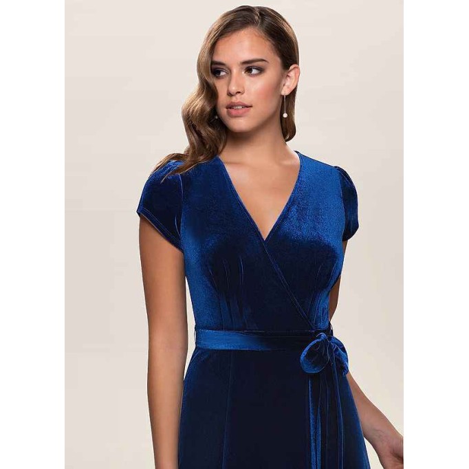 Blush Mark Dreaming Of You Navy Blue Velvet Maxi Dress