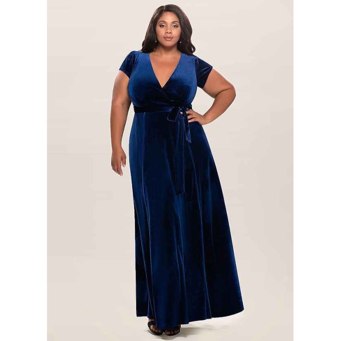 Blush Mark Dreaming Of You Navy Blue Velvet Maxi Dress