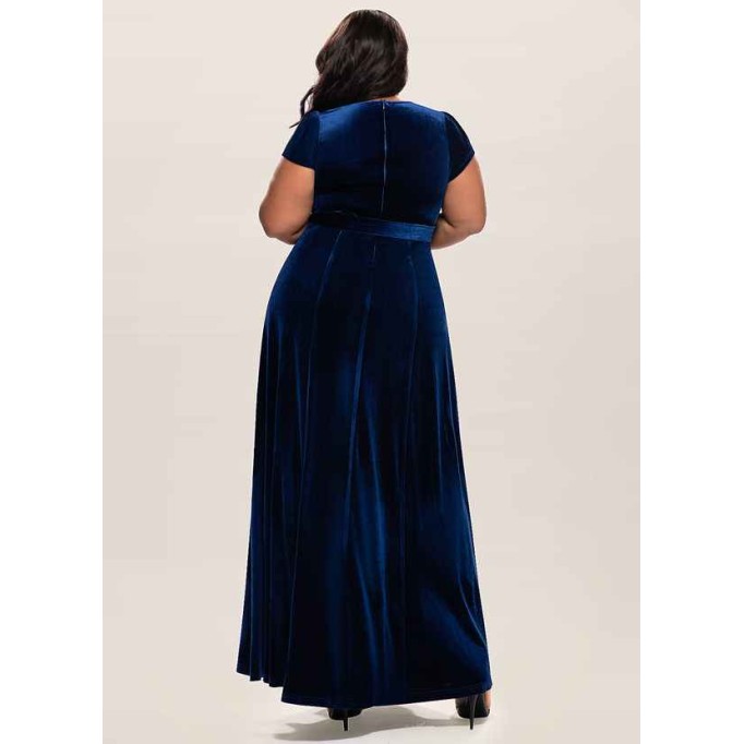 Blush Mark Dreaming Of You Navy Blue Velvet Maxi Dress