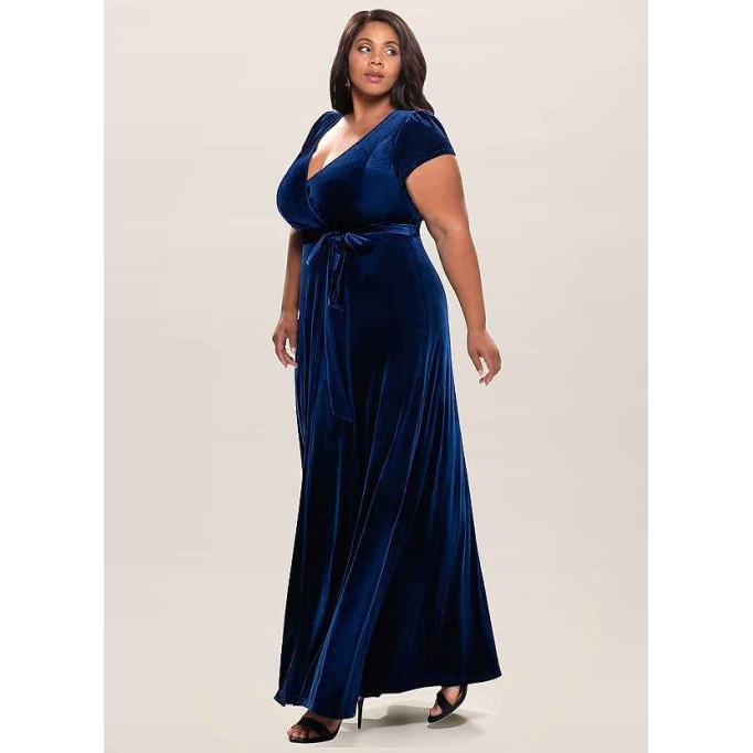 Blush Mark Dreaming Of You Navy Blue Velvet Maxi Dress