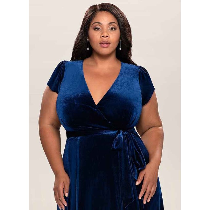 Blush Mark Dreaming Of You Navy Blue Velvet Maxi Dress