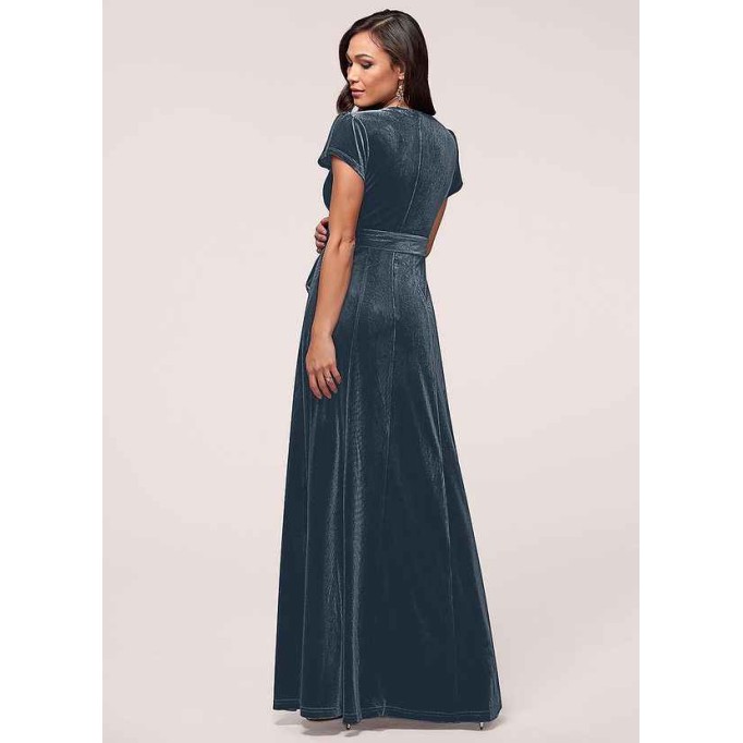 Blush Mark Dreaming Of You French Blue Velvet Maxi Dress