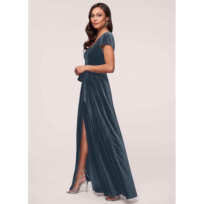 Blush Mark Dreaming Of You French Blue Velvet Maxi Dress