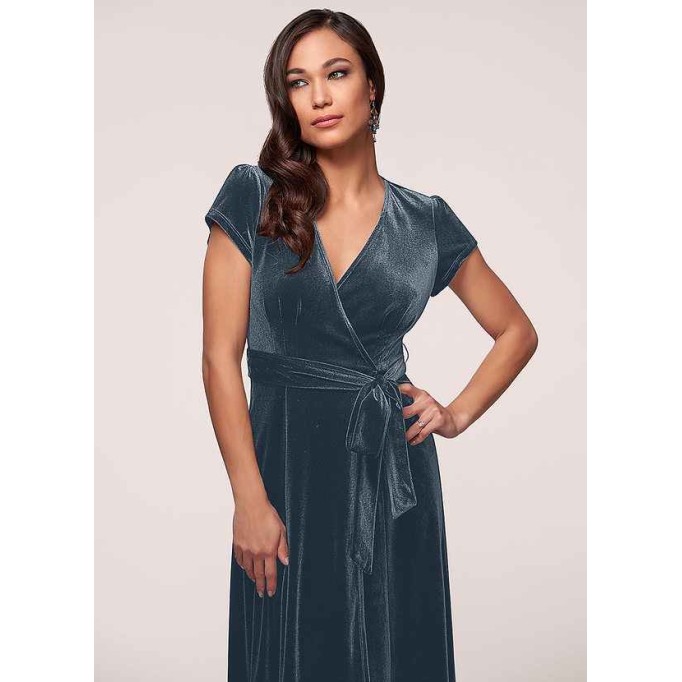 Blush Mark Dreaming Of You French Blue Velvet Maxi Dress