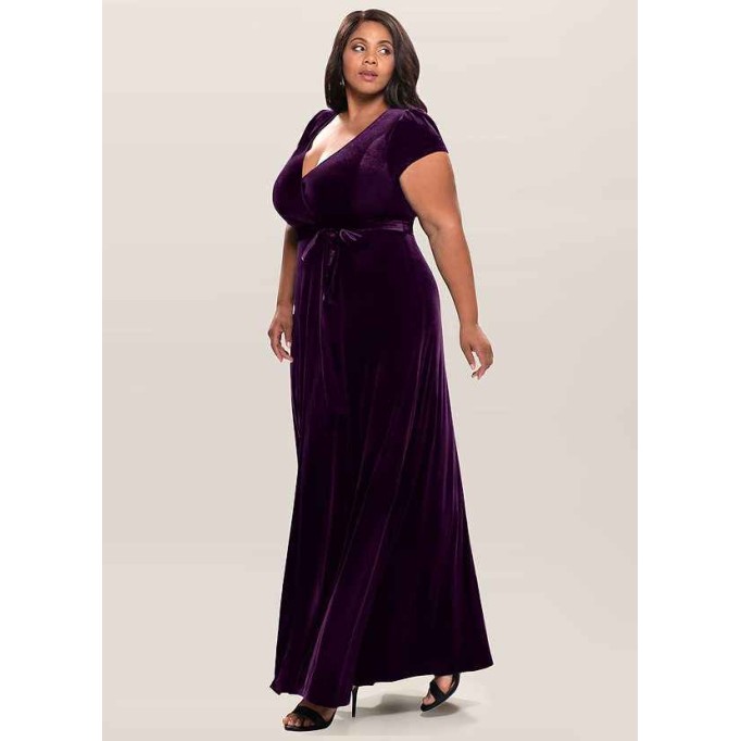 Blush Mark Dreaming Of You Purple Velvet Maxi Dress