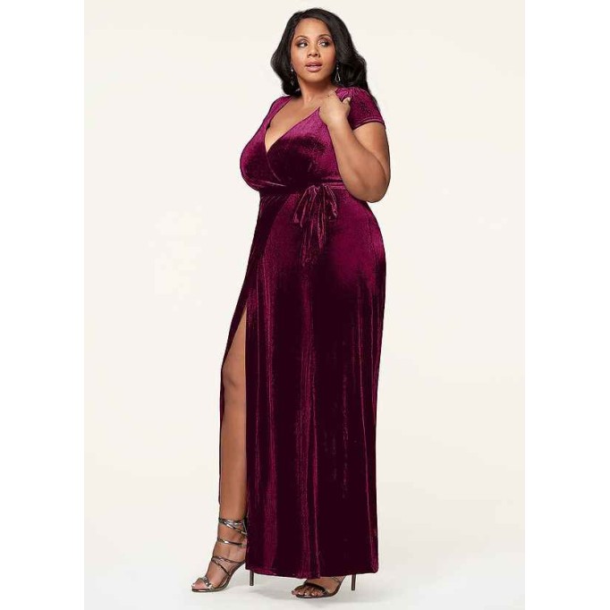 Blush Mark Dreaming Of You Cabernet Velvet Maxi Dress