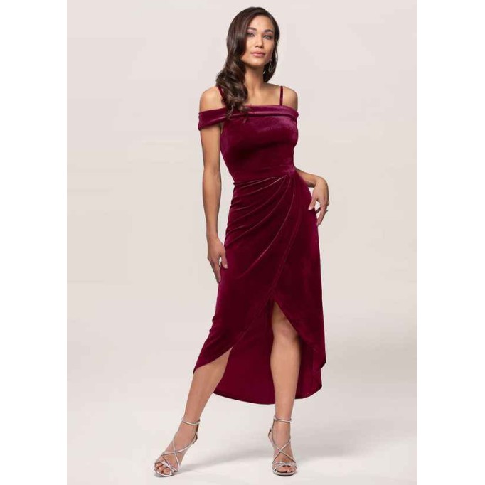 Blush Mark Sweet Desire Cabernet Velvet Midi Dress