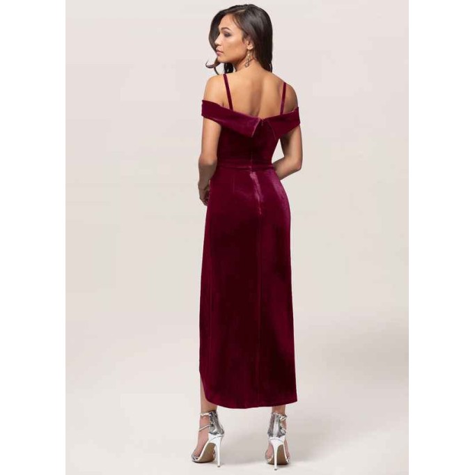 Blush Mark Sweet Desire Cabernet Velvet Midi Dress