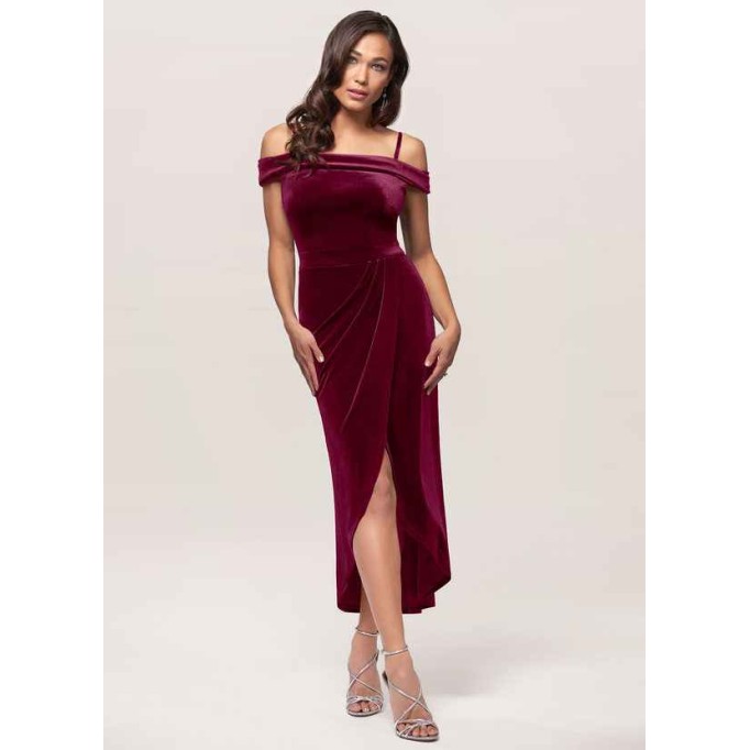 Blush Mark Sweet Desire Cabernet Velvet Midi Dress