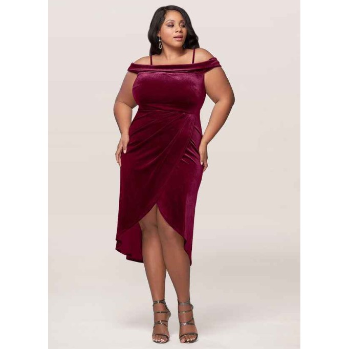 Blush Mark Sweet Desire Cabernet Velvet Midi Dress