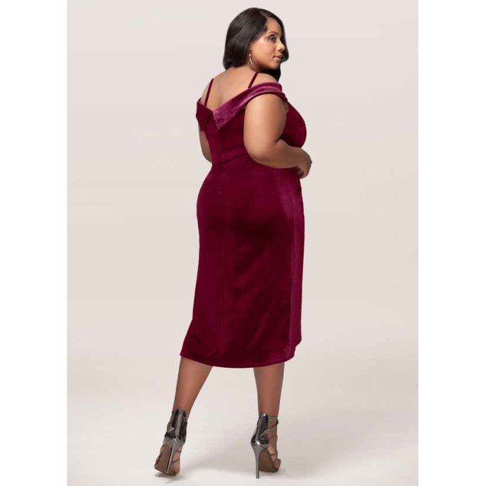 Blush Mark Sweet Desire Cabernet Velvet Midi Dress