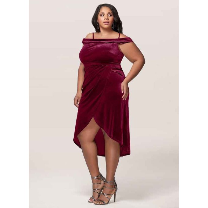 Blush Mark Sweet Desire Cabernet Velvet Midi Dress