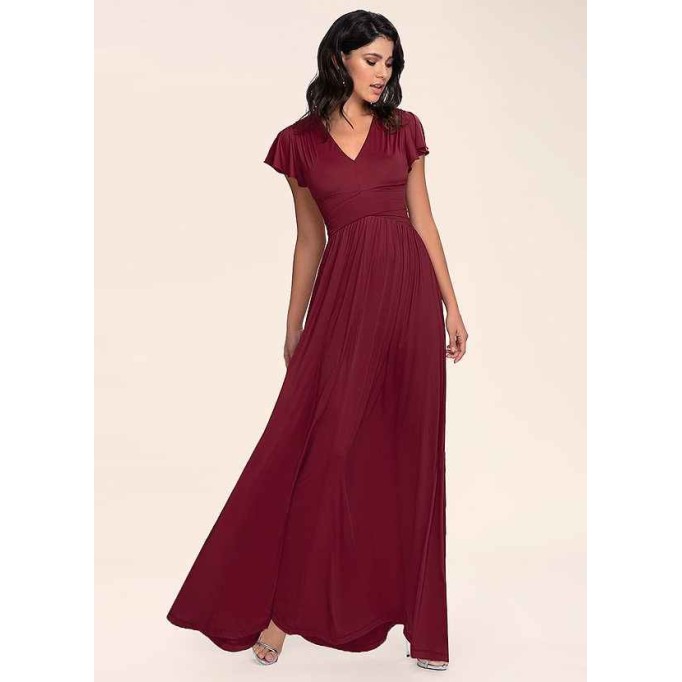 Blush Mark Earnest Of Style Burgundy Jersey Maxi Dress