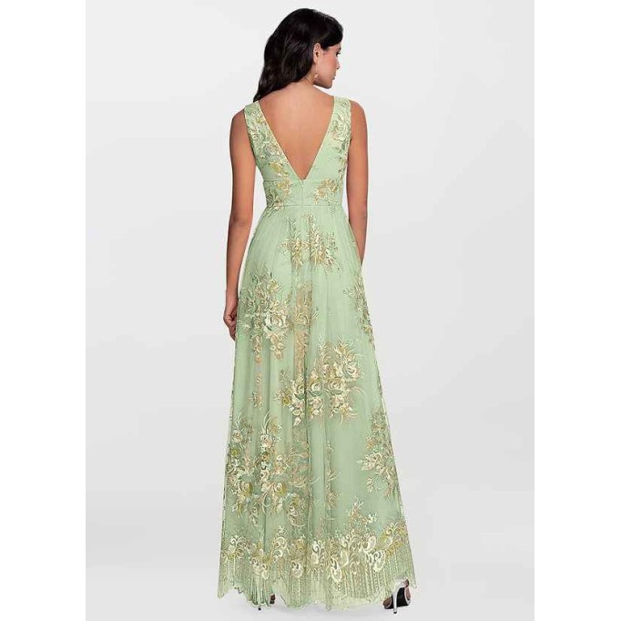 Blush Mark Romantic Adventure Dusty Sage Embroidery Tulle Maxi Dress