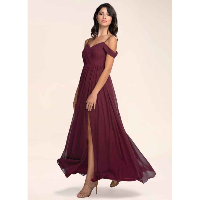 Blush Mark Philosophy Of Love Cabernet Chiffon Maxi Dress