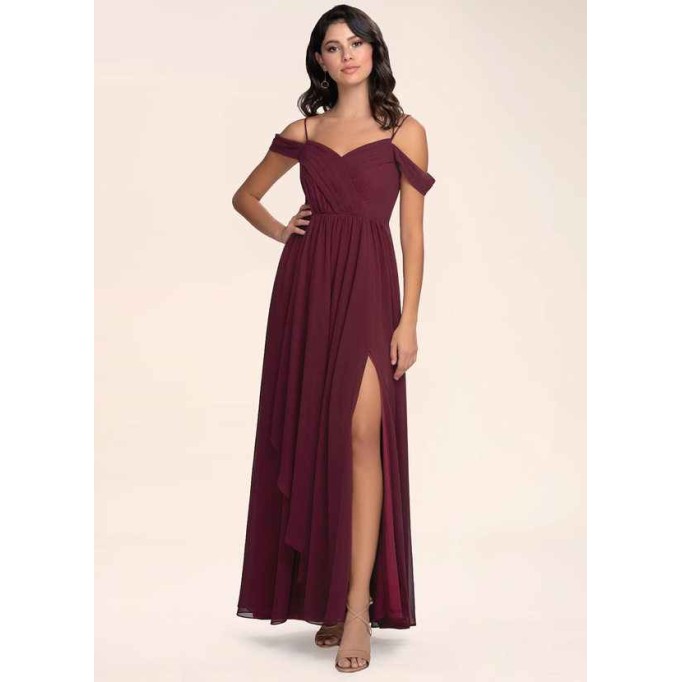 Blush Mark Philosophy Of Love Cabernet Chiffon Maxi Dress