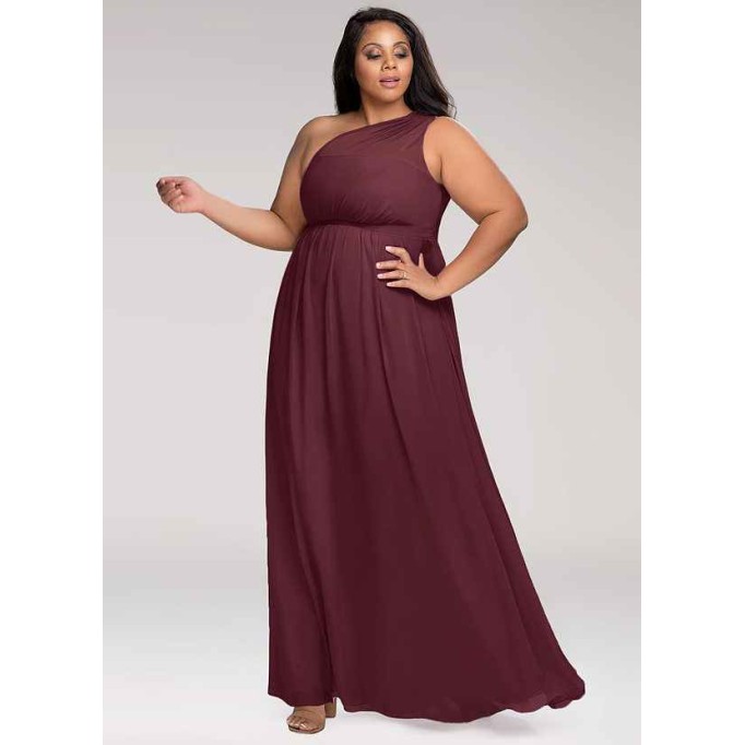 Blush Mark Magical Day Cabernet Chiffon Maxi Dress