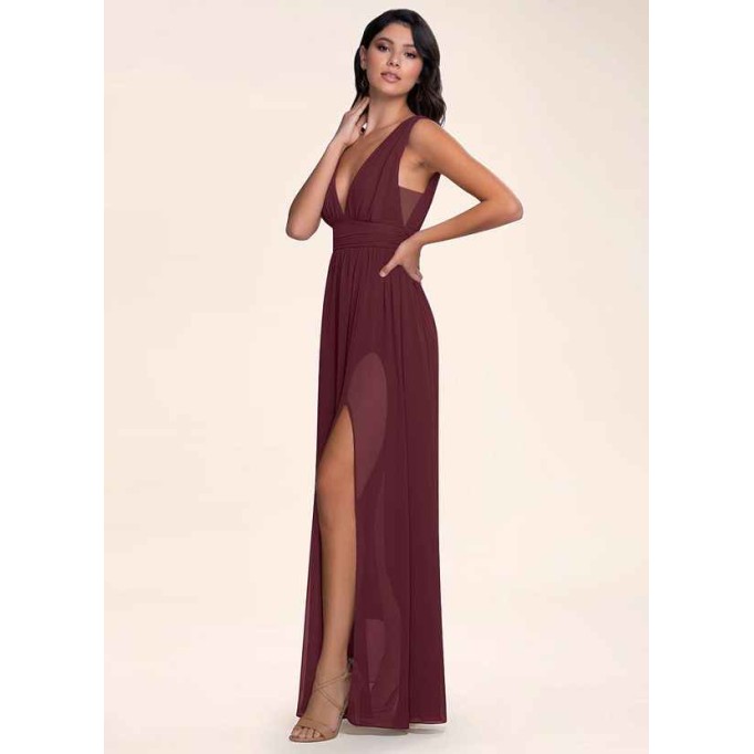 Blush Mark Dancing Queen Cabernet Chiffon Maxi Dress