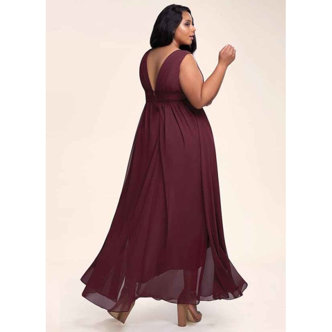 Blush Mark Dancing Queen Cabernet Chiffon Maxi Dress