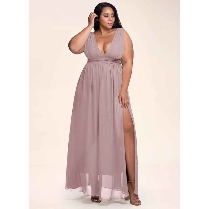 Blush Mark Dancing Queen Vintage Mauve Chiffon Maxi Dress