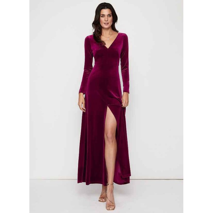 Blush Mark New Moon Cabernet Velvet Maxi Dress