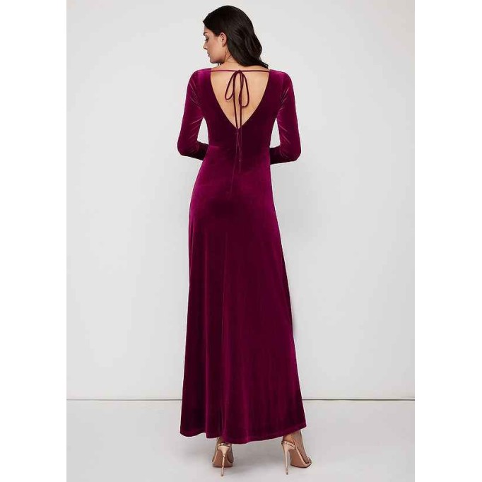 Blush Mark New Moon Cabernet Velvet Maxi Dress