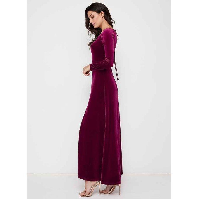 Blush Mark New Moon Cabernet Velvet Maxi Dress