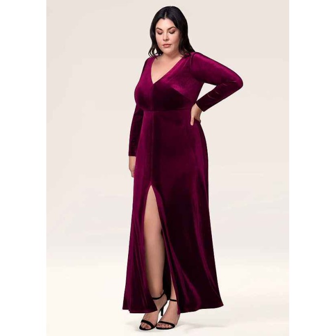 Blush Mark New Moon Cabernet Velvet Maxi Dress