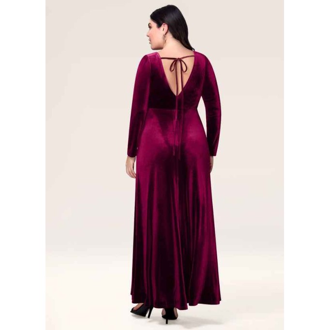 Blush Mark New Moon Cabernet Velvet Maxi Dress