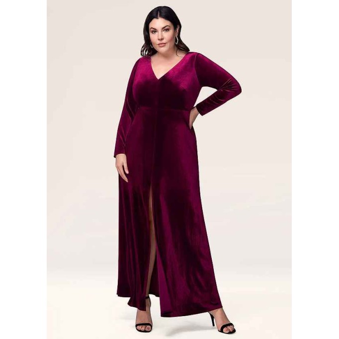 Blush Mark New Moon Cabernet Velvet Maxi Dress