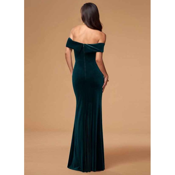 Blush Mark Sweet Thing Dark Green Velvet Maxi Dress