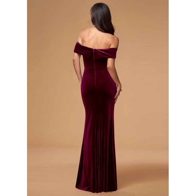 Blush Mark Sweet Thing Cabernet Velvet Maxi Dress