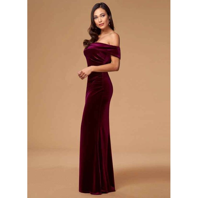 Blush Mark Sweet Thing Cabernet Velvet Maxi Dress