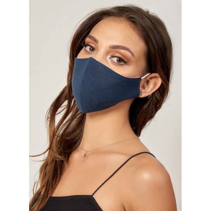 Non-medical Solid Color Cotton Reusable Face Mask Dark Navy