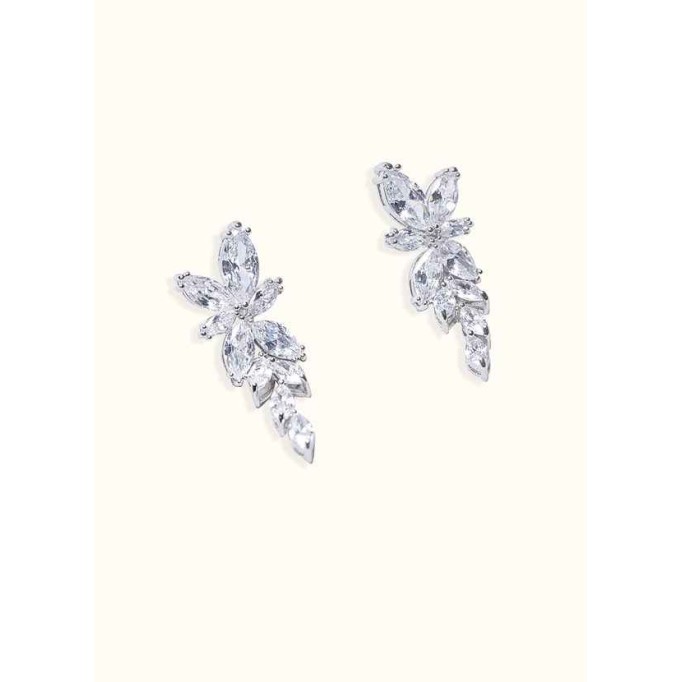 Floral Leaf Rhinestone Drop Earrings