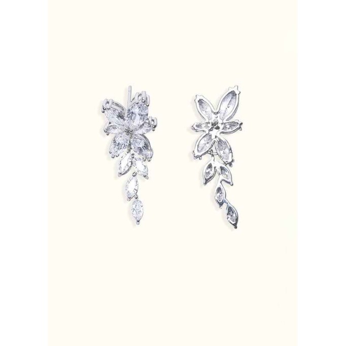 Floral Leaf Rhinestone Drop Earrings