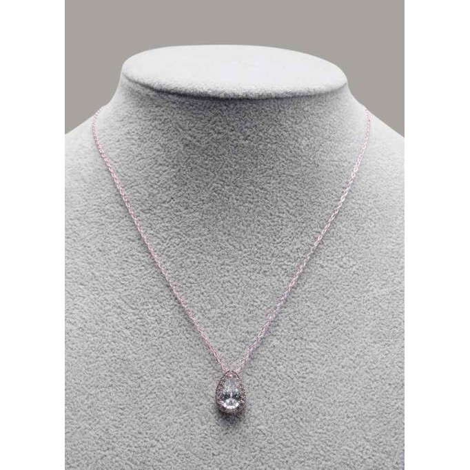 Haloed Pear Cubic Zirconia Pendant Necklace